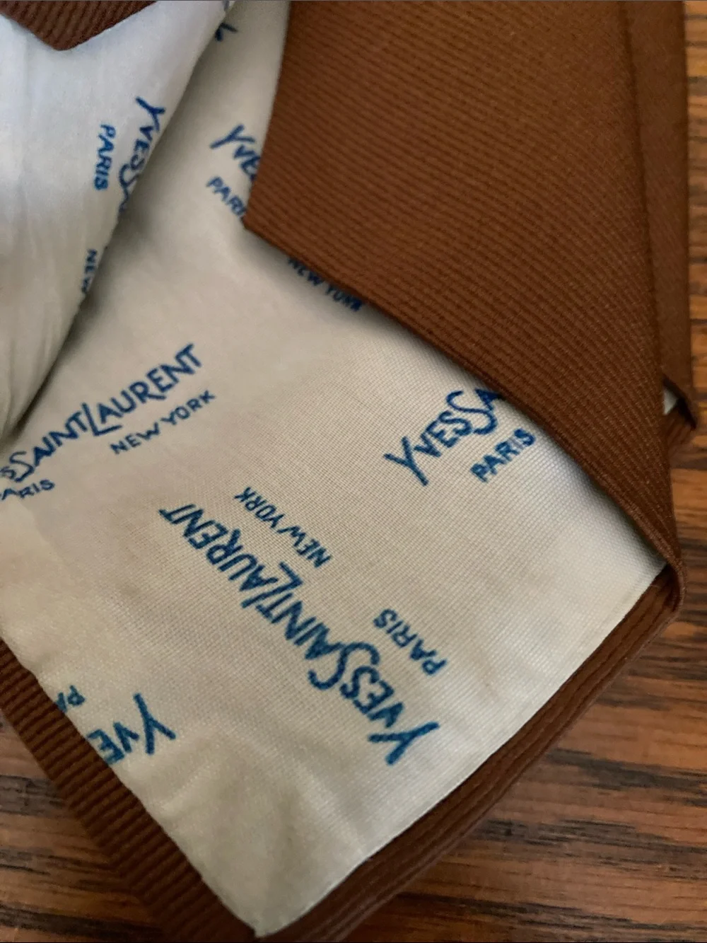 Yves Saint Laurent Vintage EUC Solid Brown Silk Tie with Subtle YSL Motif